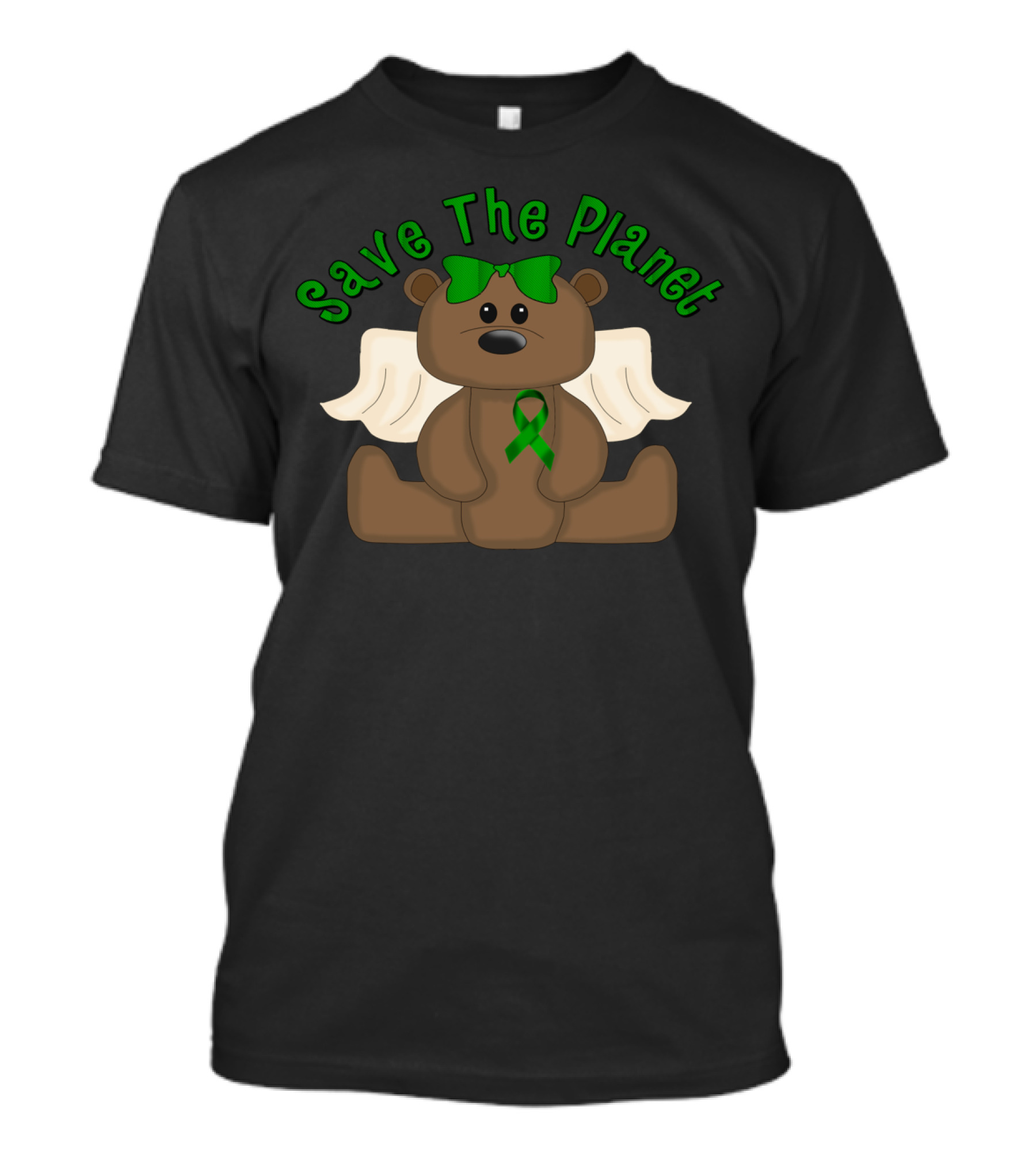 Save The Planet Winged Teddy Bear With Green T-Shirt