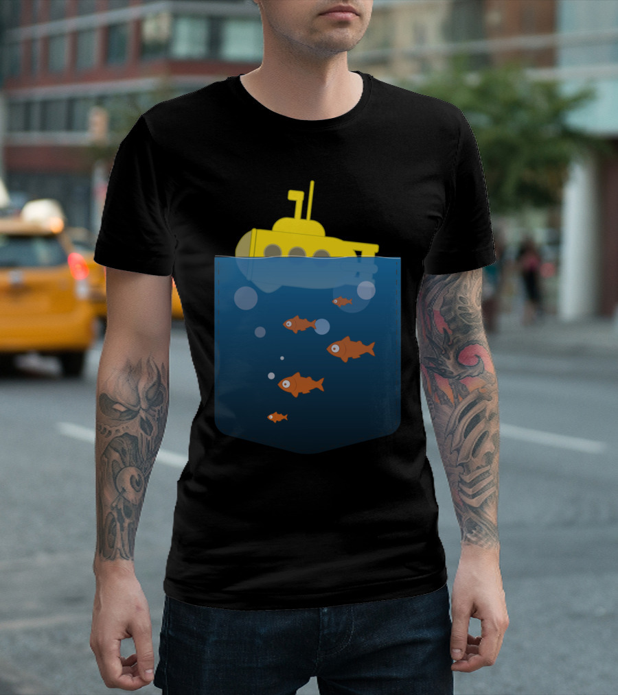 Yellow Submarine with Fish in Pocket T-Shirt