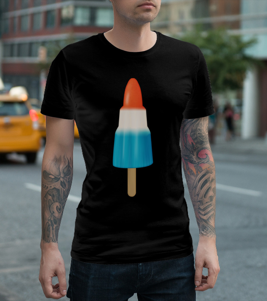 Rocket Popsicle Red White Blue Ice Cream T-Shirt