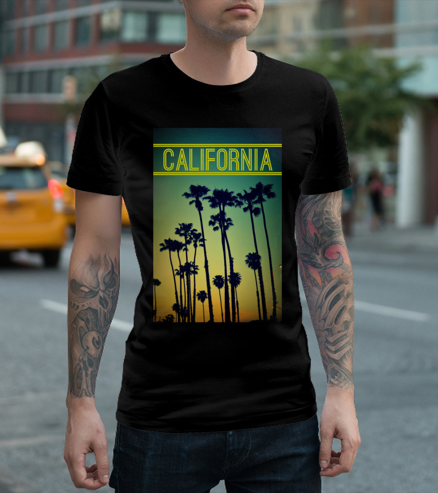 CALIFORNIA Palm Trees Sunset T-Shirt