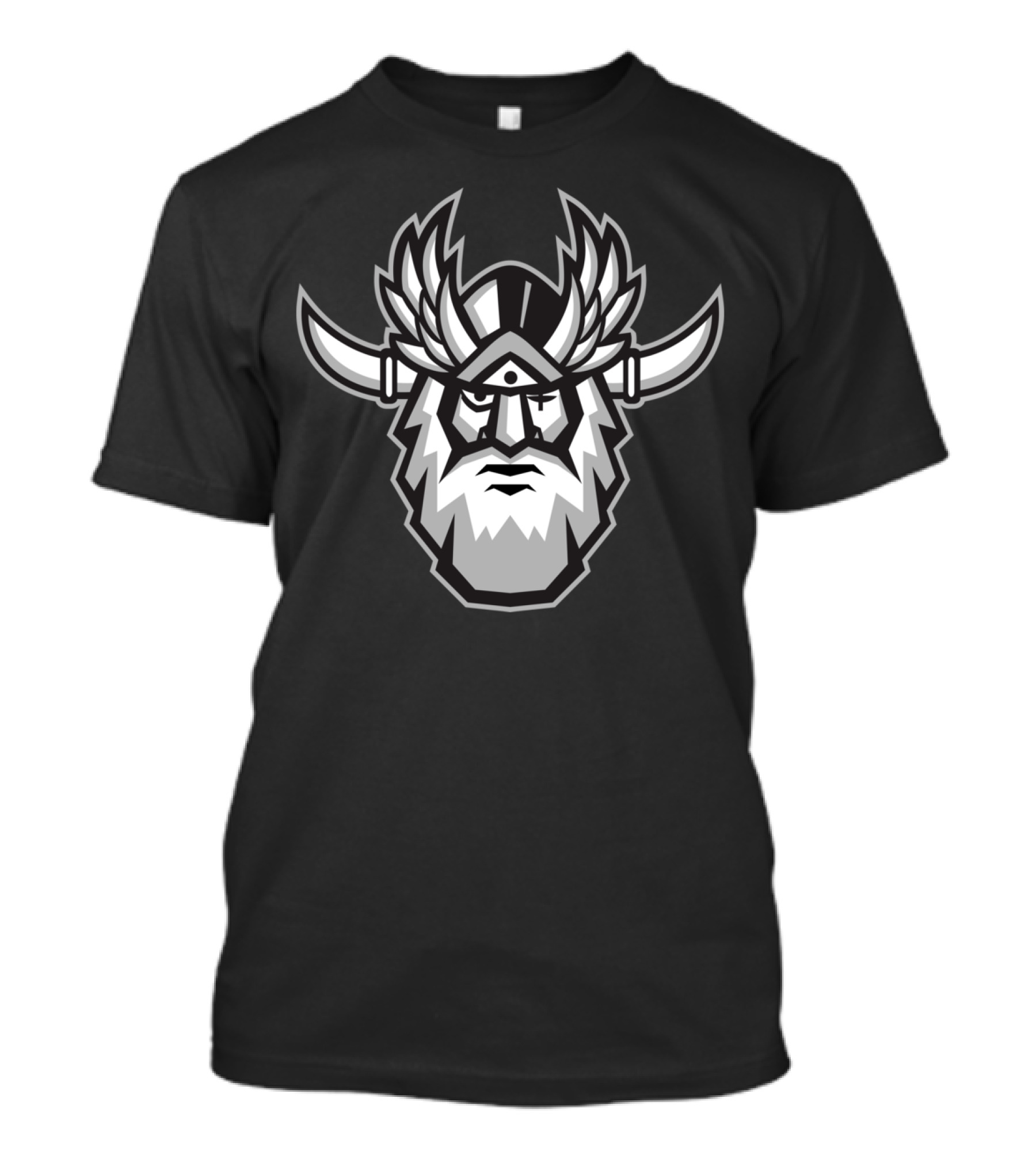 Norse God Odin Head Viking Mythology Icon Ravens And Horned Helmet T-Shirt