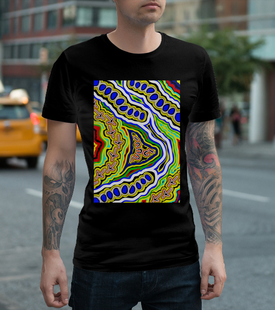 Aboriginal Art Authentic Emu Dream Vibrant Tribal T-Shirt