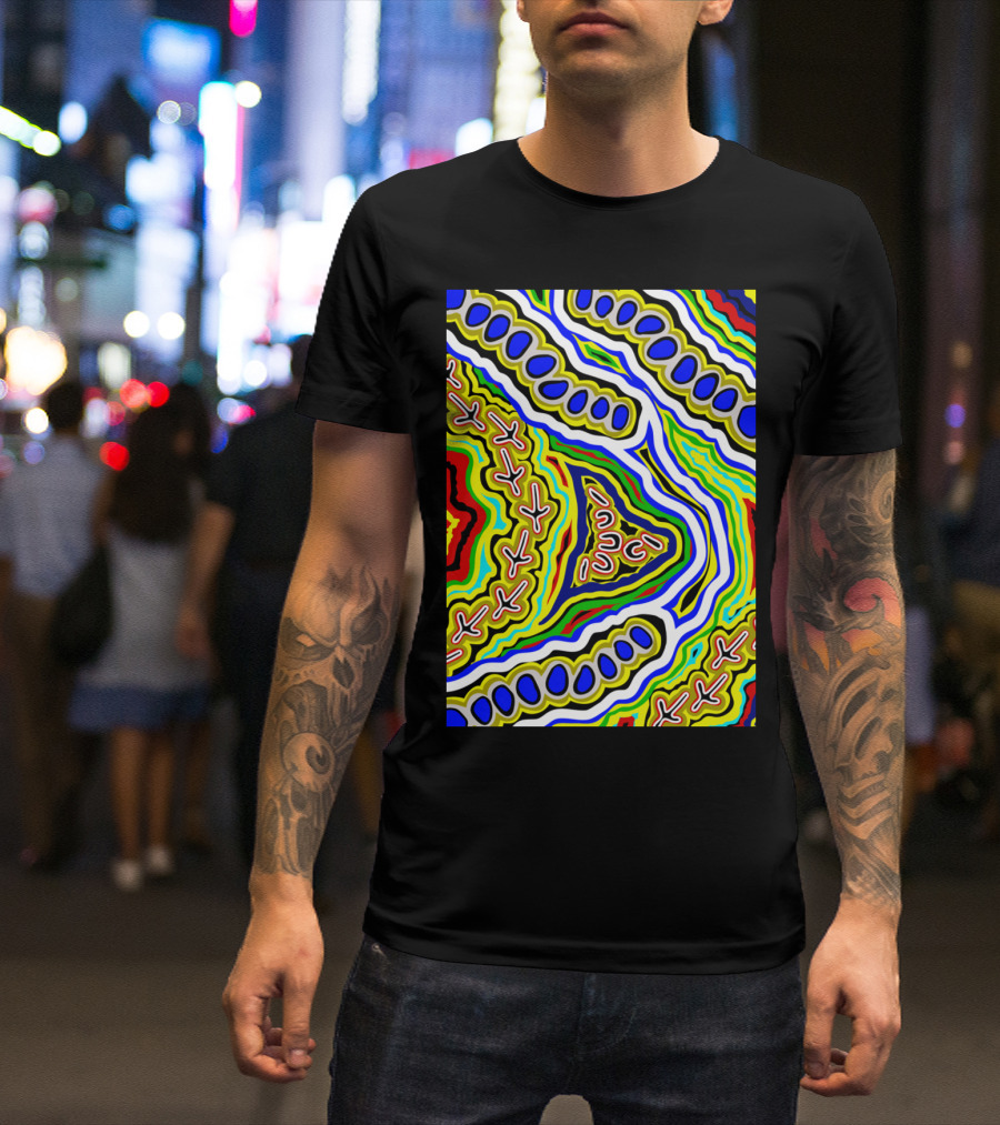 Aboriginal Art Authentic Emu Dream Vibrant Tribal T-Shirt