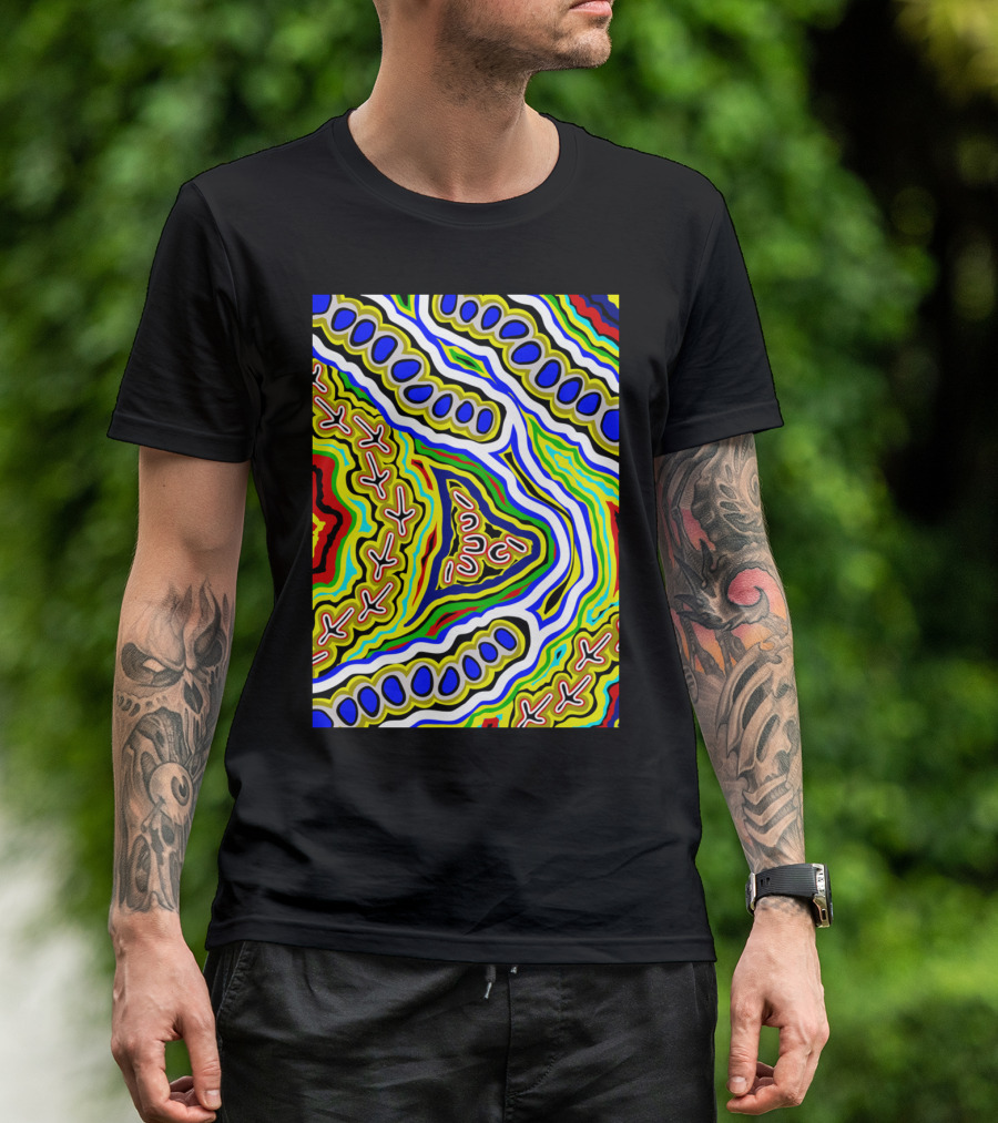 Aboriginal Art Authentic Emu Dream Vibrant Tribal T-Shirt