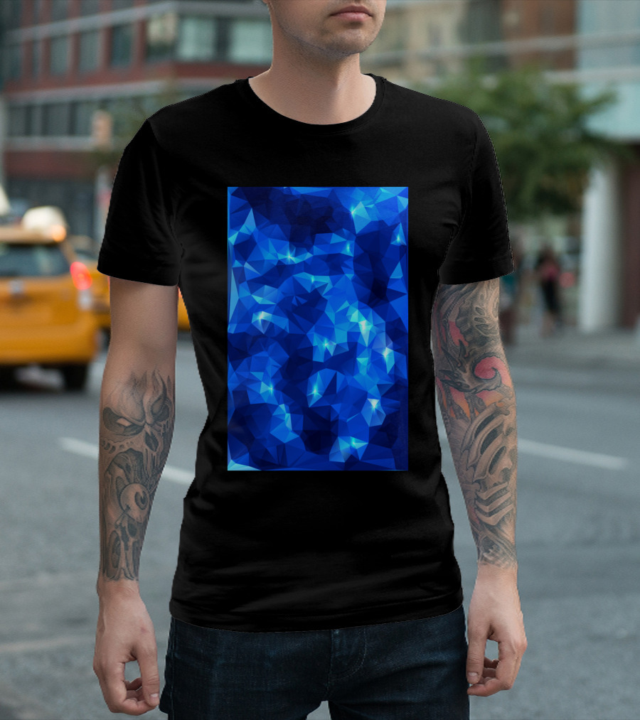 Blue Water Sparkling Low Poly Geometric T-Shirt
