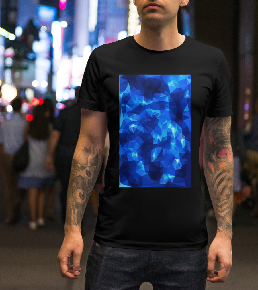 Blue Water Sparkling Low Poly Geometric T-Shirt