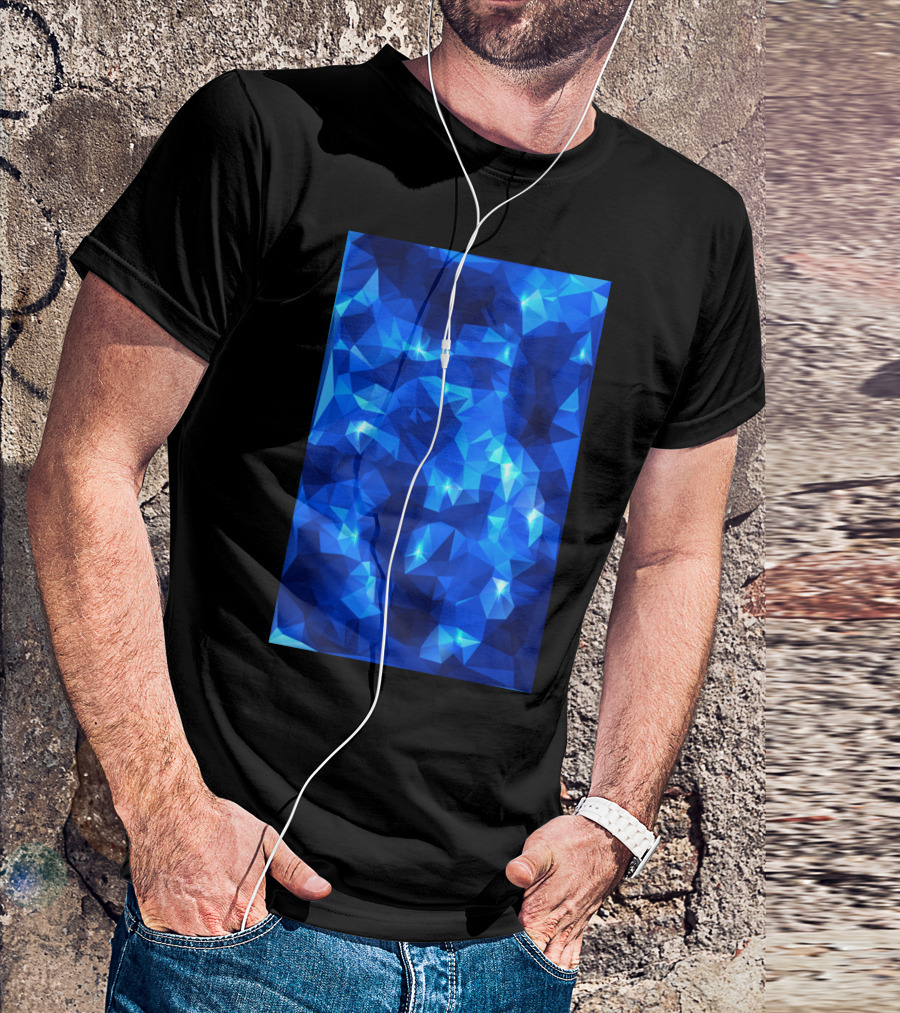 Blue Water Sparkling Low Poly Geometric T-Shirt