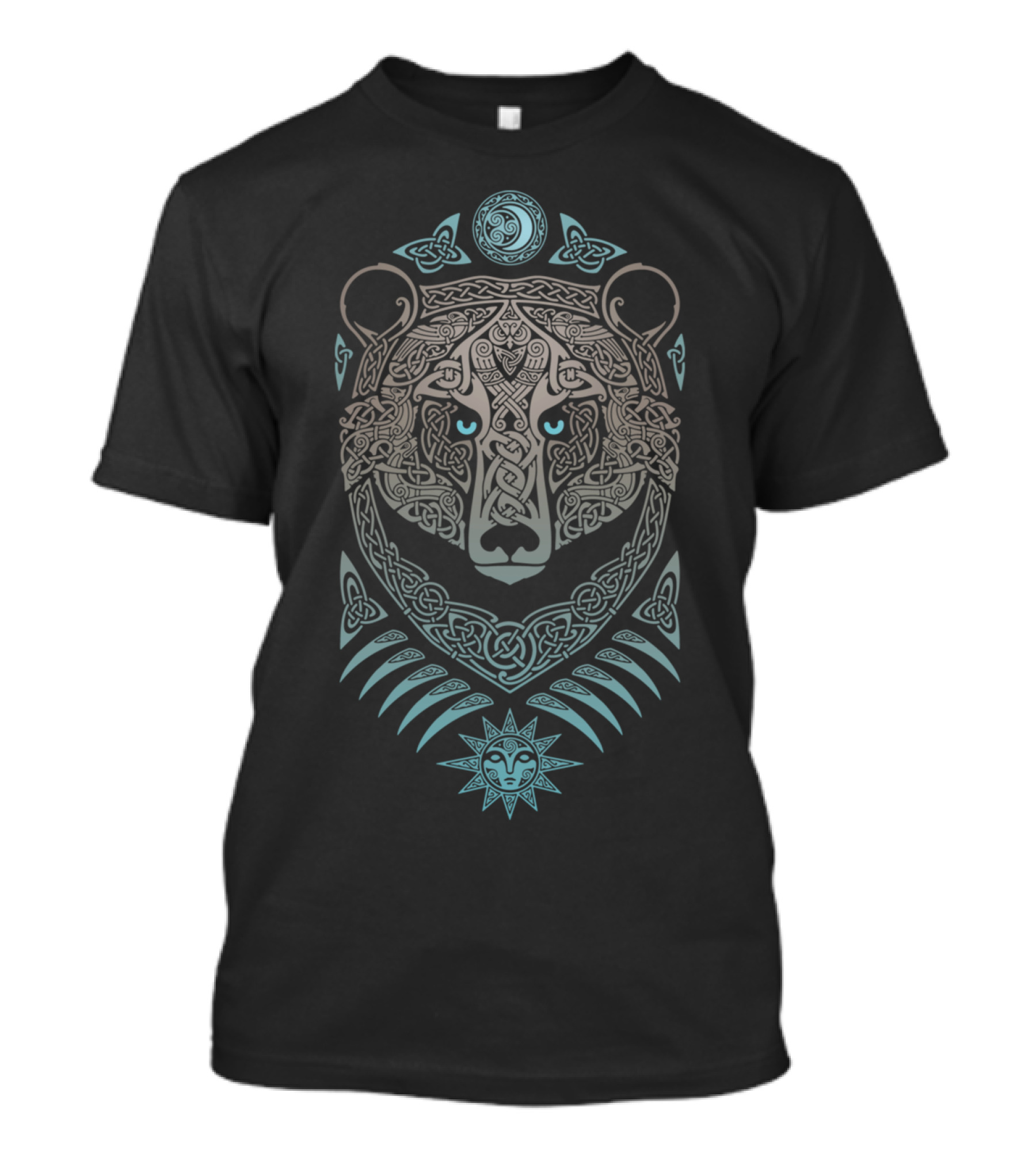 FOREST LORD Celtic Bear With Tribal Patterns And Sun T-Shirt