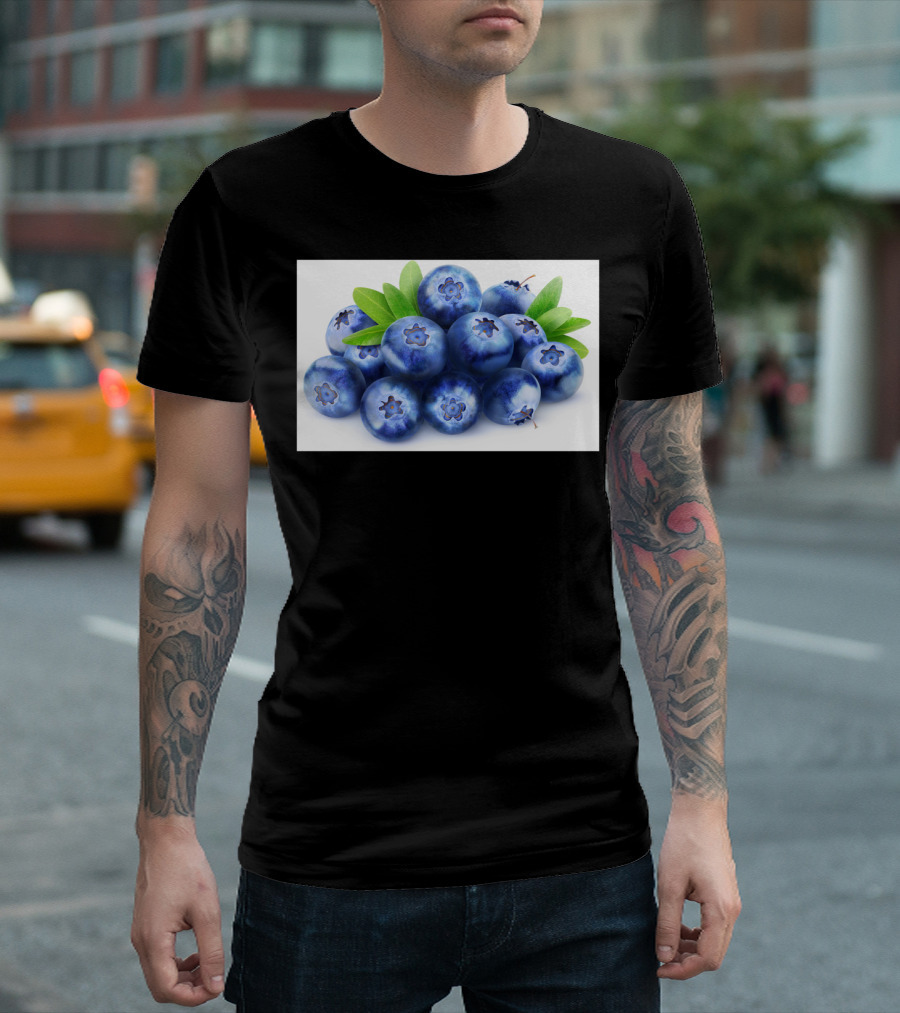 Blueberries with Green Leaves Cluster T-Shirt