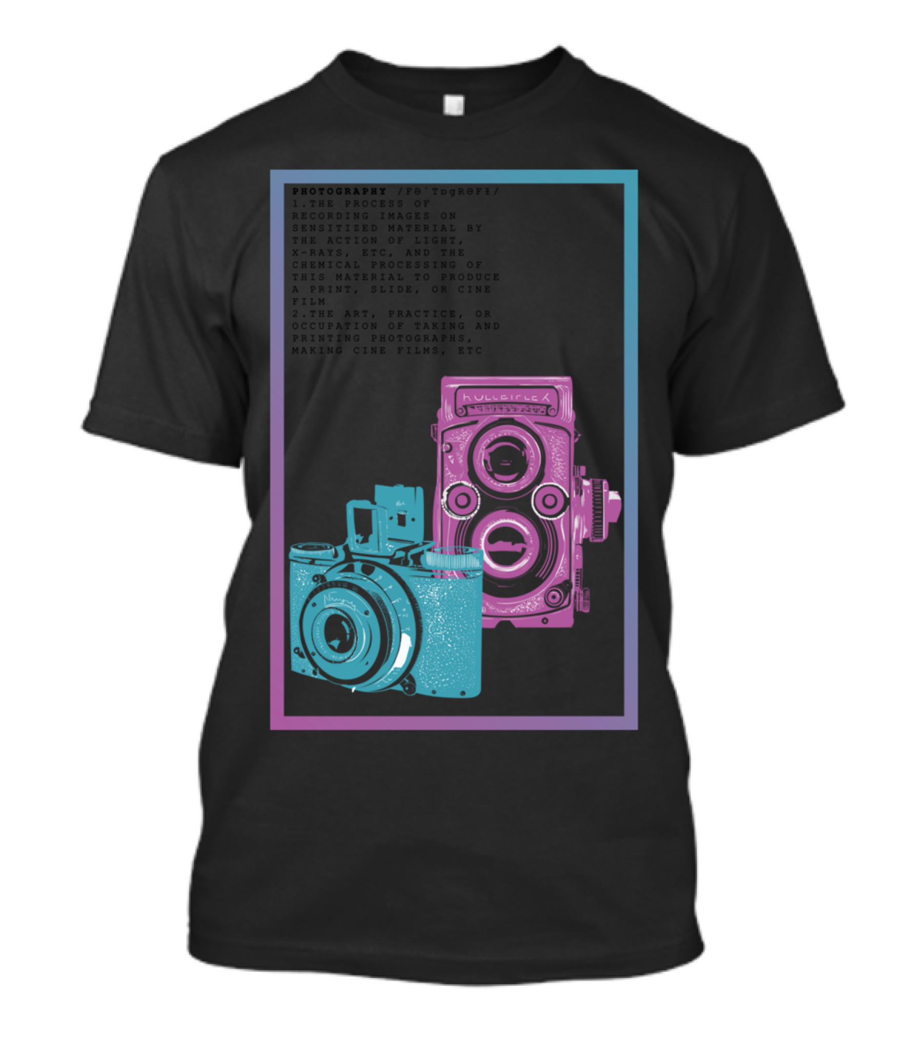 Photography Definition Multicolor Vintage Cameras T-Shirt