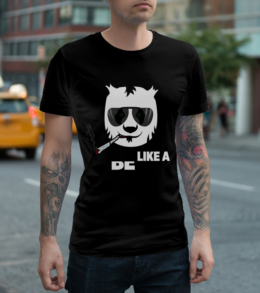 Be Like A Panda Cool Panda Smoking Shades T-Shirt