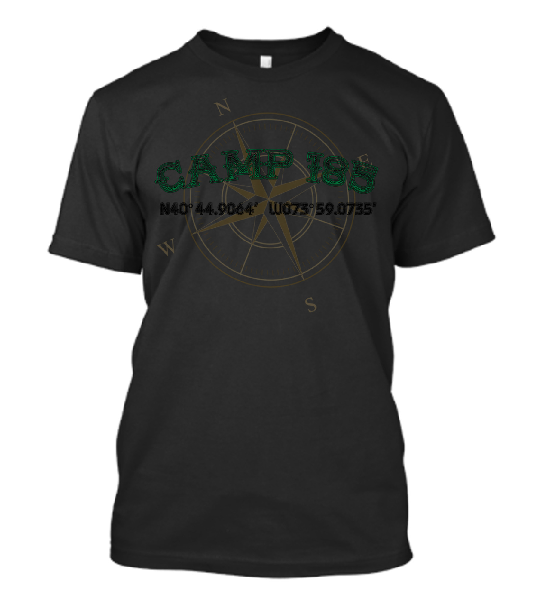 CAMP 185 N40°44.9064' W073°59.0735' Compass T-Shirt