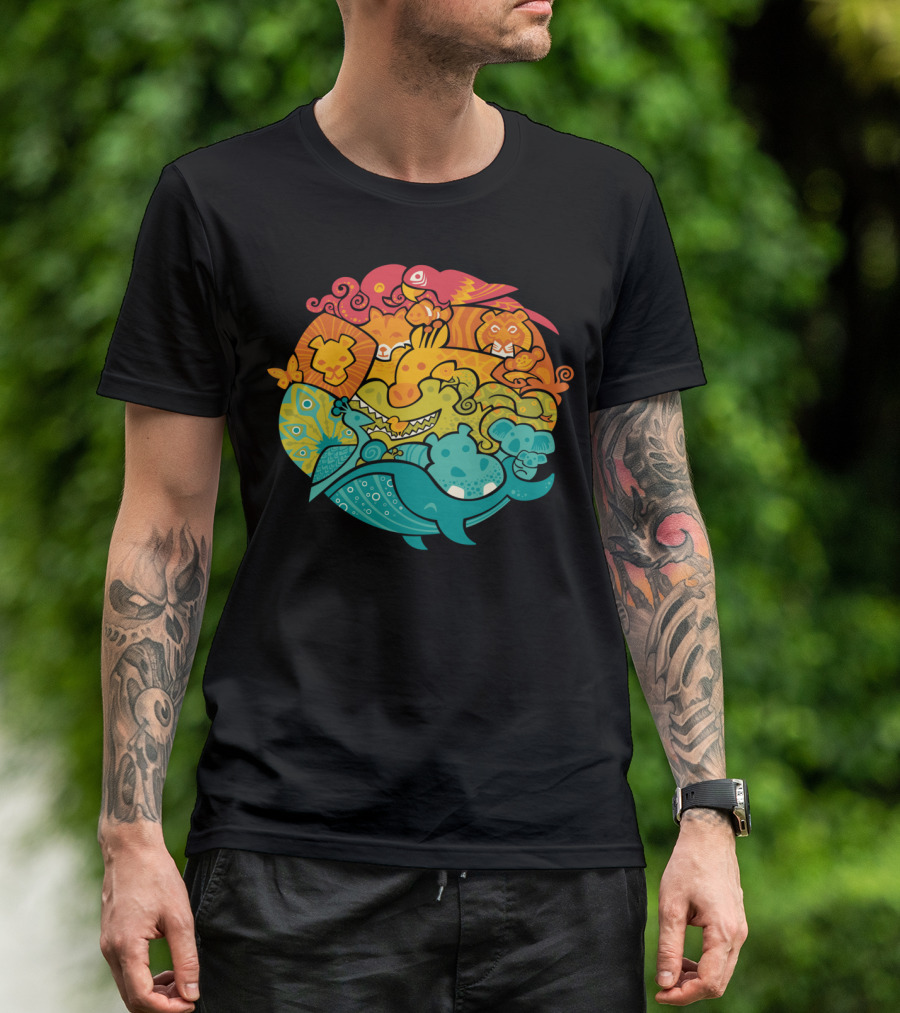 Animal Rainbow Parrot Lion Crocodile Koala Tiger Butterfly Hippo Monkey Frog Whale T-Shirt