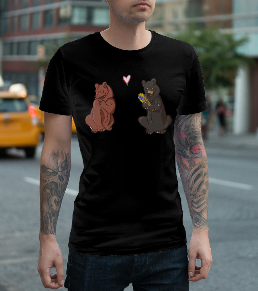 Be My HoneyBear Love With Heart And Flower Bouquet T-Shirt
