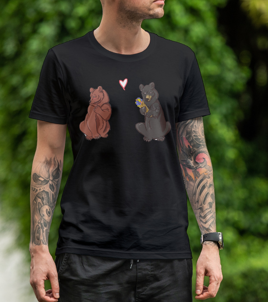Be My HoneyBear Love With Heart And Flower Bouquet T-Shirt