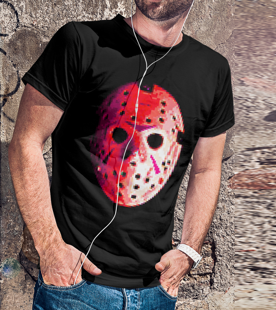 CAMP PIXEL LAKE Hockey Mask Retro Horror T-Shirt