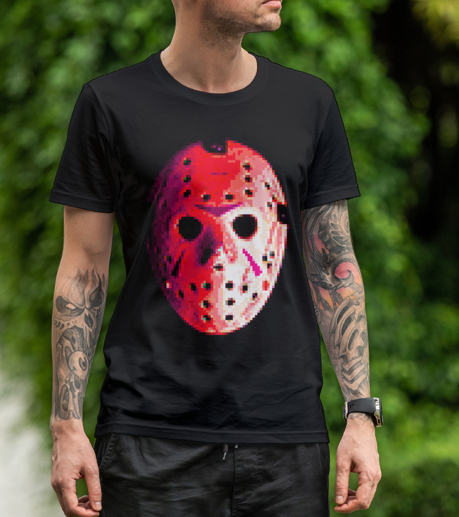 CAMP PIXEL LAKE Hockey Mask Retro Horror T-Shirt