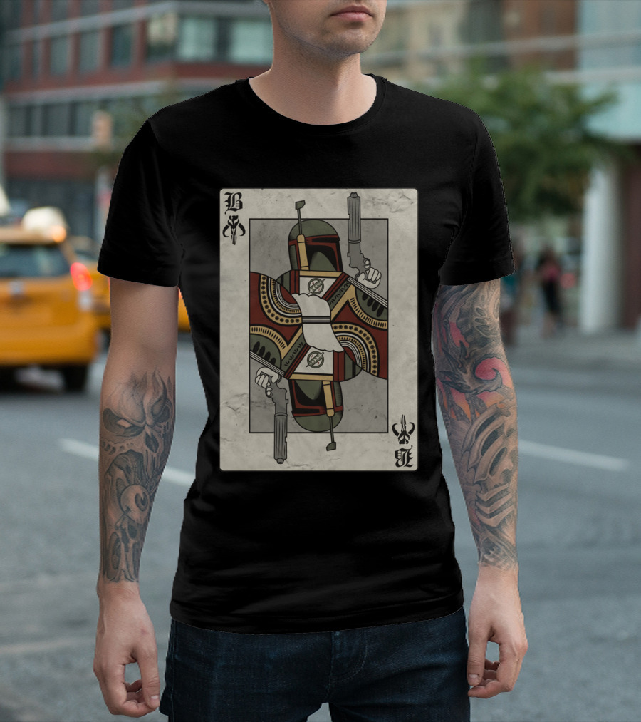 Boba Fett Playing Card King Armor Helmet Blaster T-Shirt