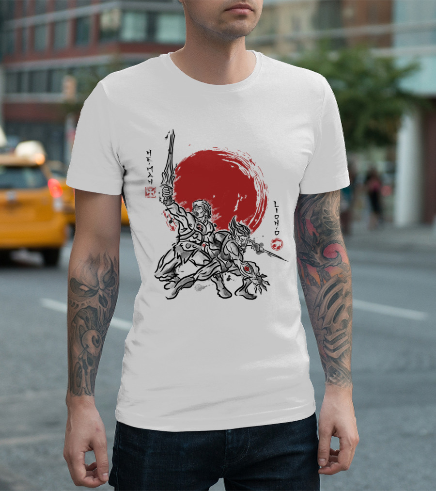 He-Man Lion-O Cosmic Warriors Red Sun Battle T-Shirt