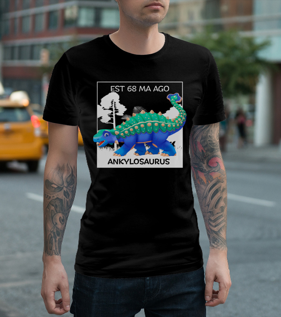 ANKYLOSAURUS EST 68 MA AGO Prehistoric Dinosaur With Tree Background T-Shirt