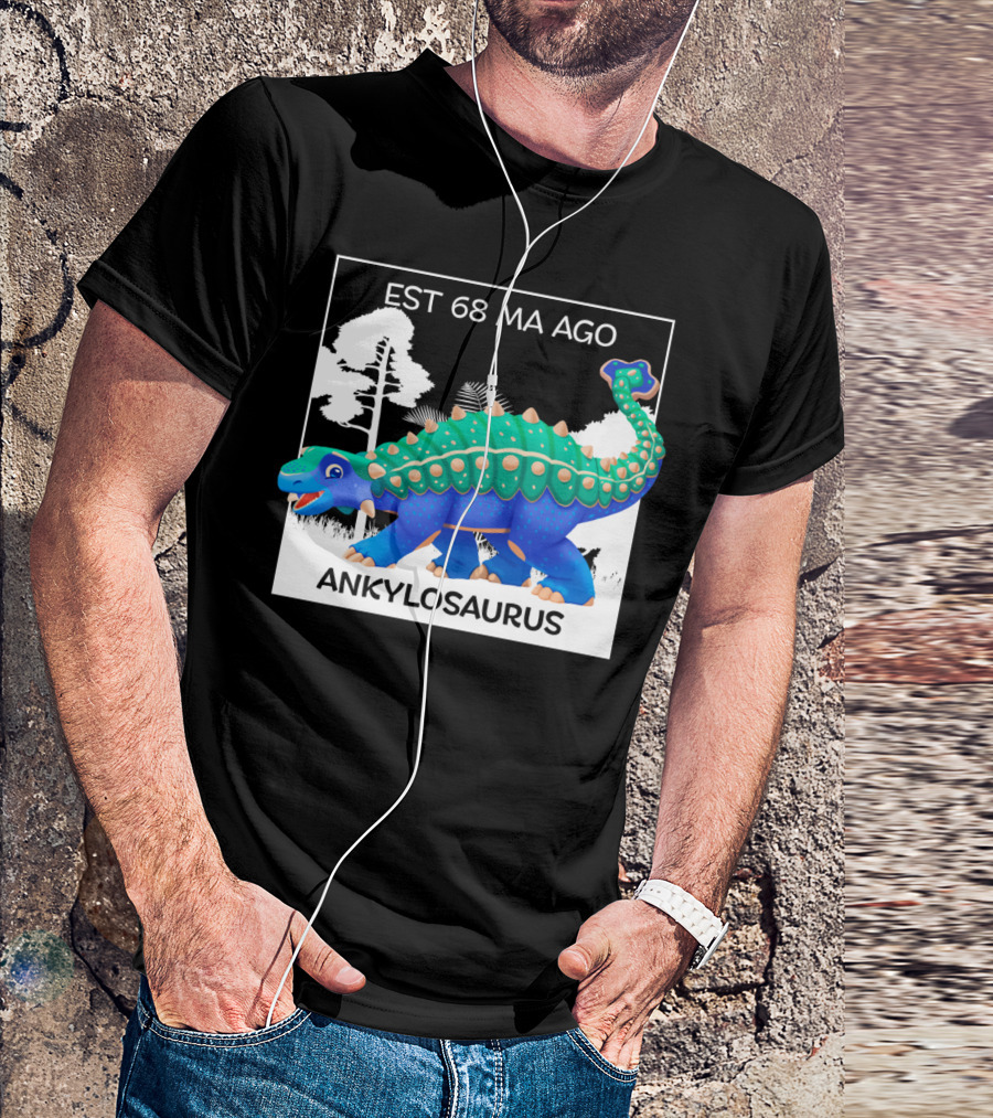 ANKYLOSAURUS EST 68 MA AGO Prehistoric Dinosaur With Tree Background T-Shirt