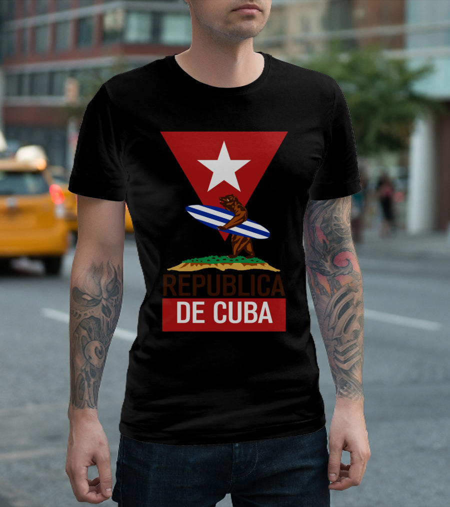 Republica De Cuba Star Bear With Surfboard In T-Shirt