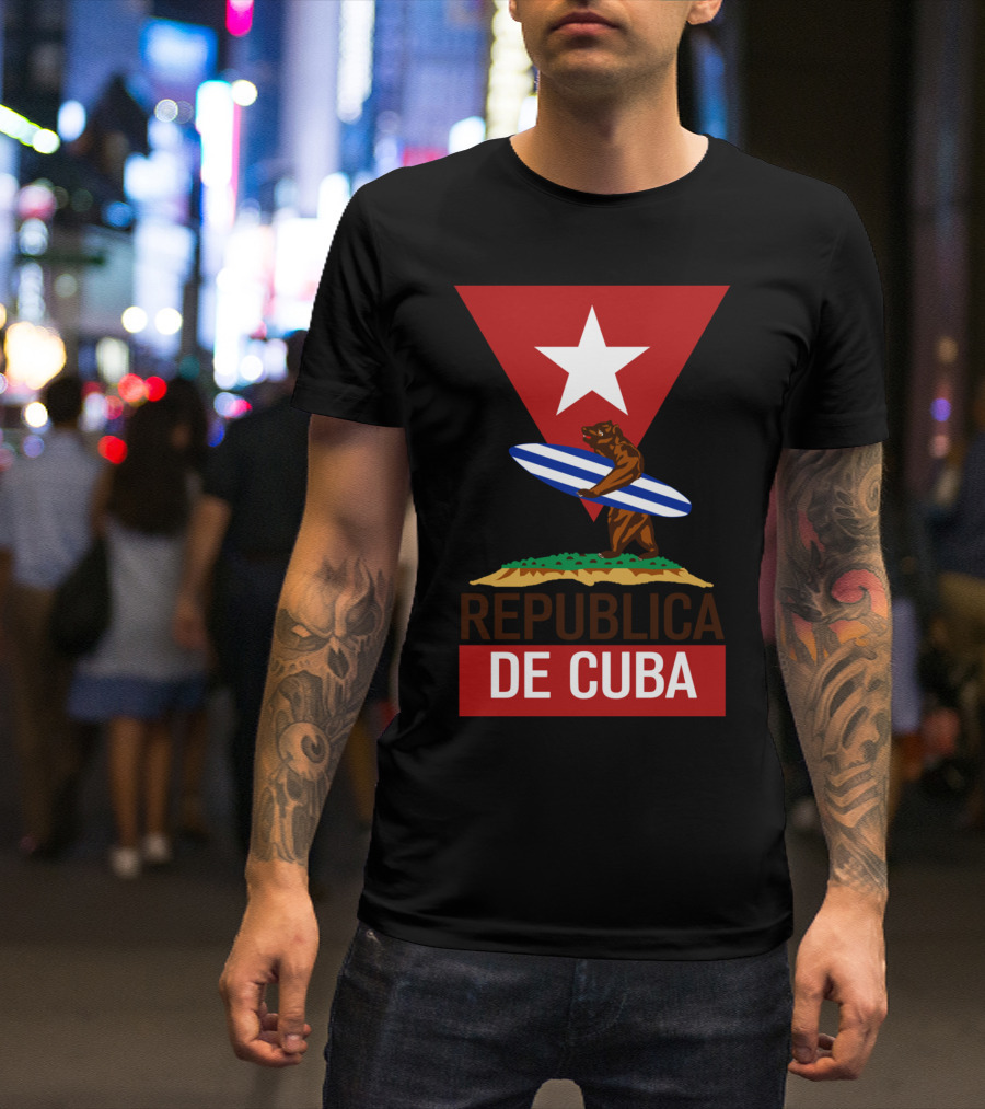 Republica De Cuba Star Bear With Surfboard In T-Shirt