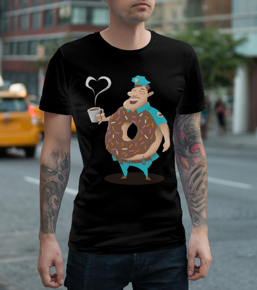 Do Not Cup Coffee Donut Police Officer With Sprinkles T-Shirt