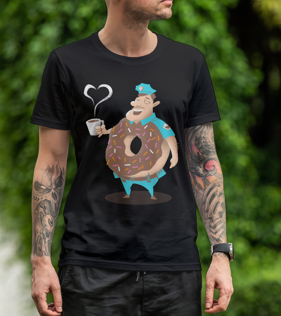 Do Not Cup Coffee Donut Police Officer With Sprinkles T-Shirt
