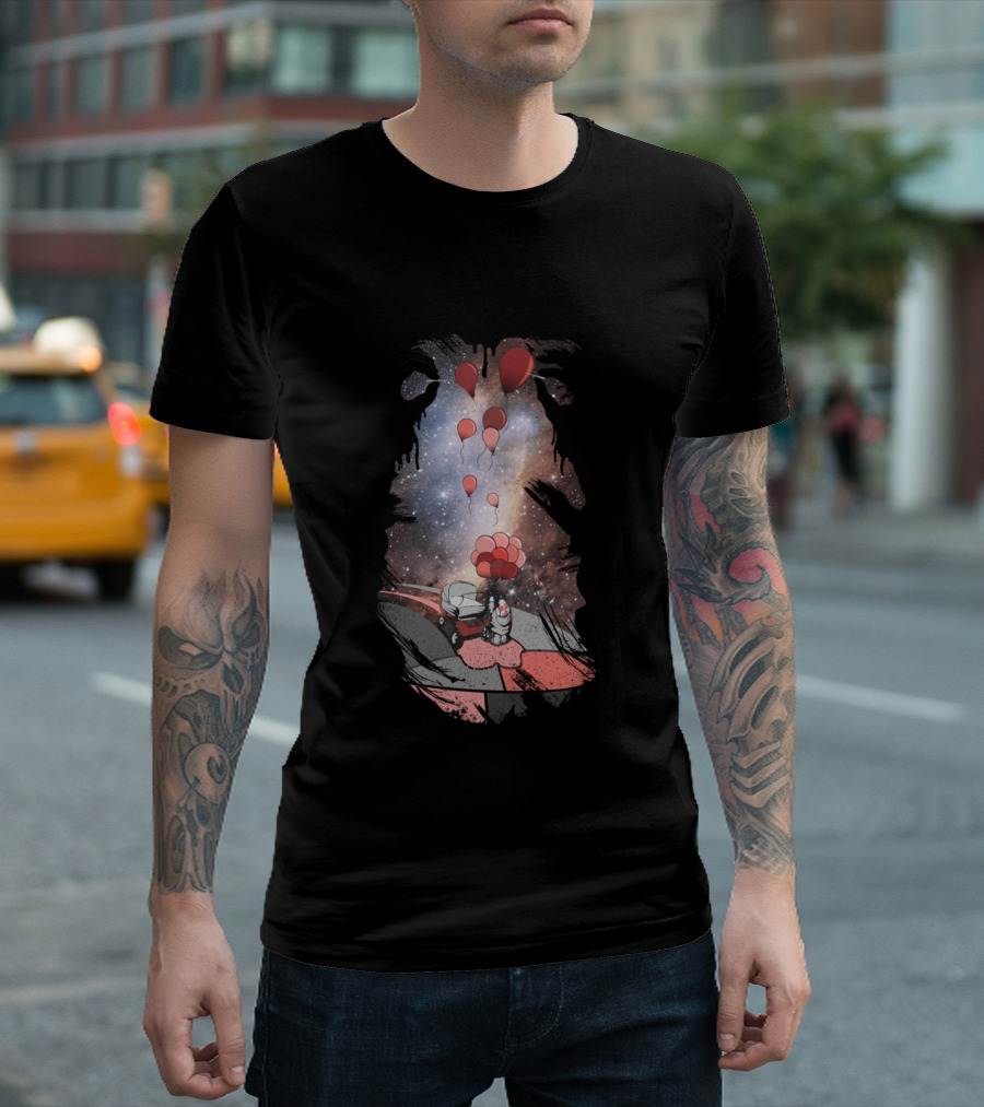Space Journey with Red Balloons and Mystical Galaxy Dreams T-Shirt