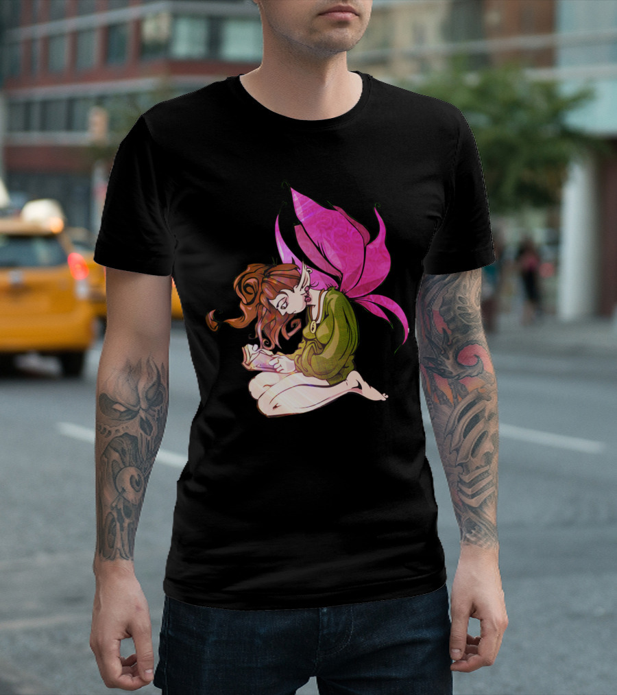 Faerie Reading With Pink Wings By Mike Duggan T-Shirt