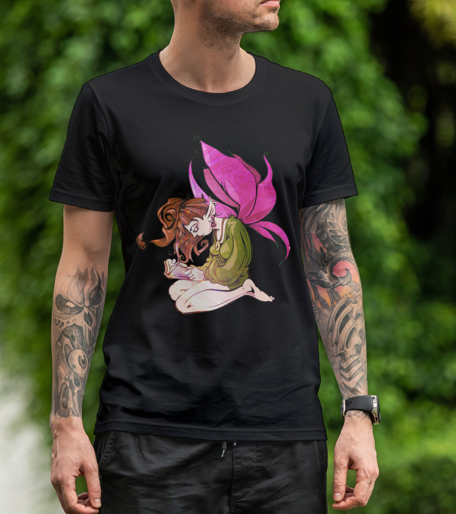Faerie Reading With Pink Wings By Mike Duggan T-Shirt