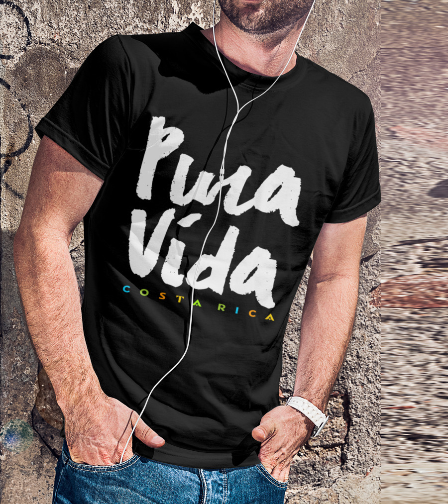 Pura Vida Costa Rica Vibrant Text T-Shirt