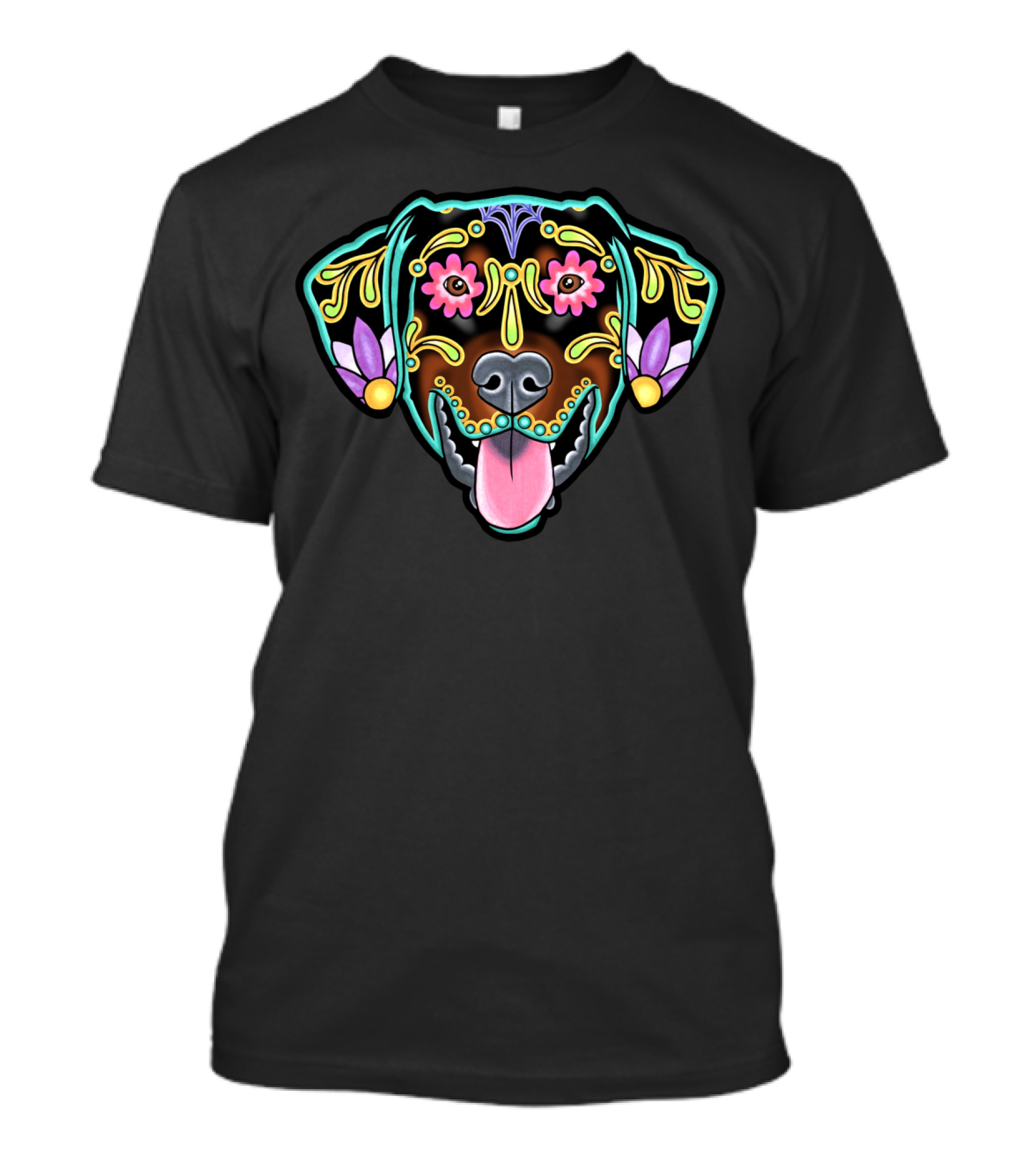 Doberman Floppy Ear Edition Sugar Skull Day Of The Dead T-Shirt
