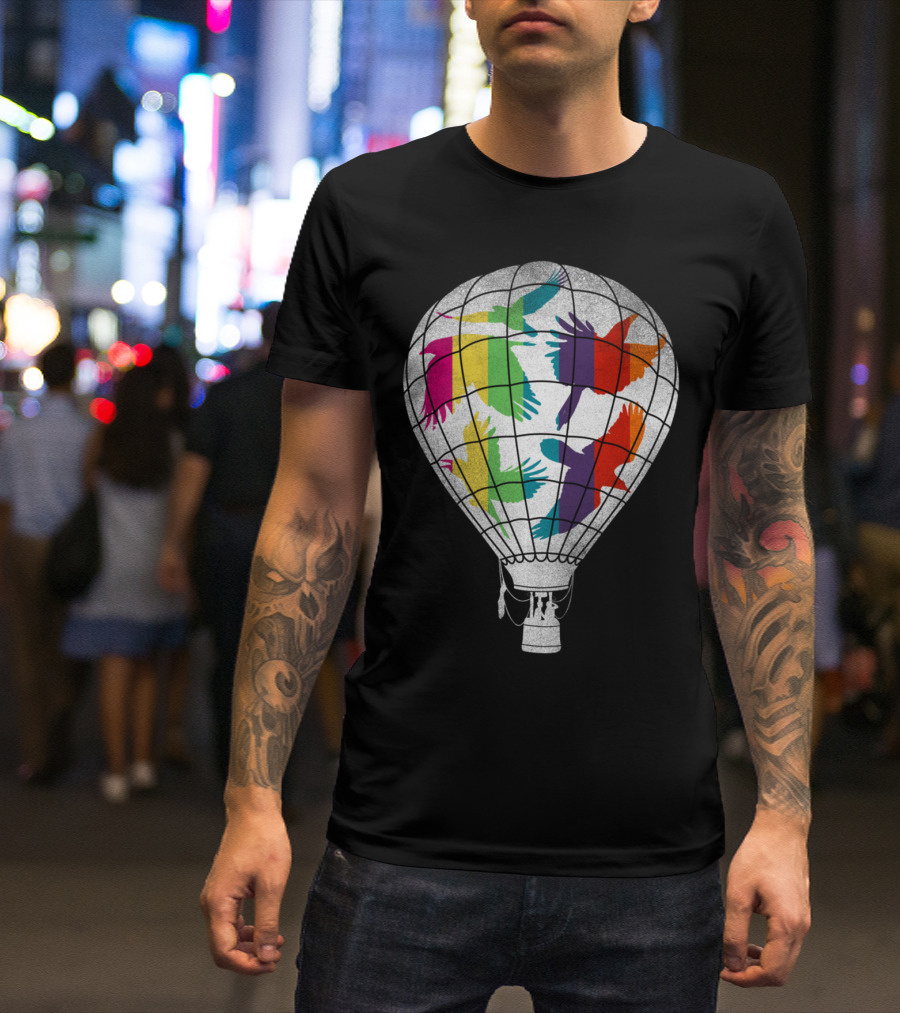 Fake Freedom Birds In Hot Air Balloon T-Shirt