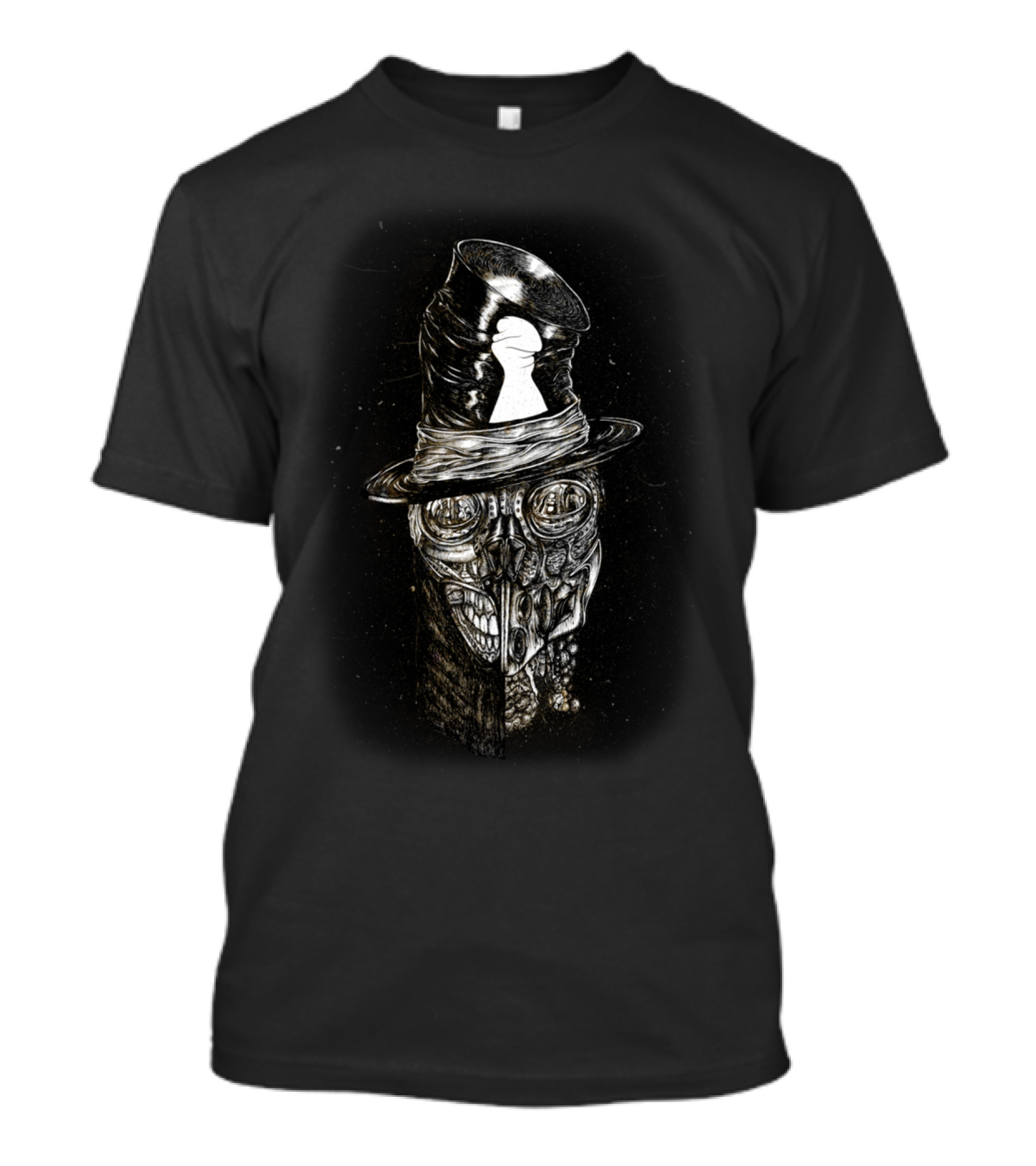 Anti Incurious Surreal Skeleton Top Hat Keyhole T-Shirt