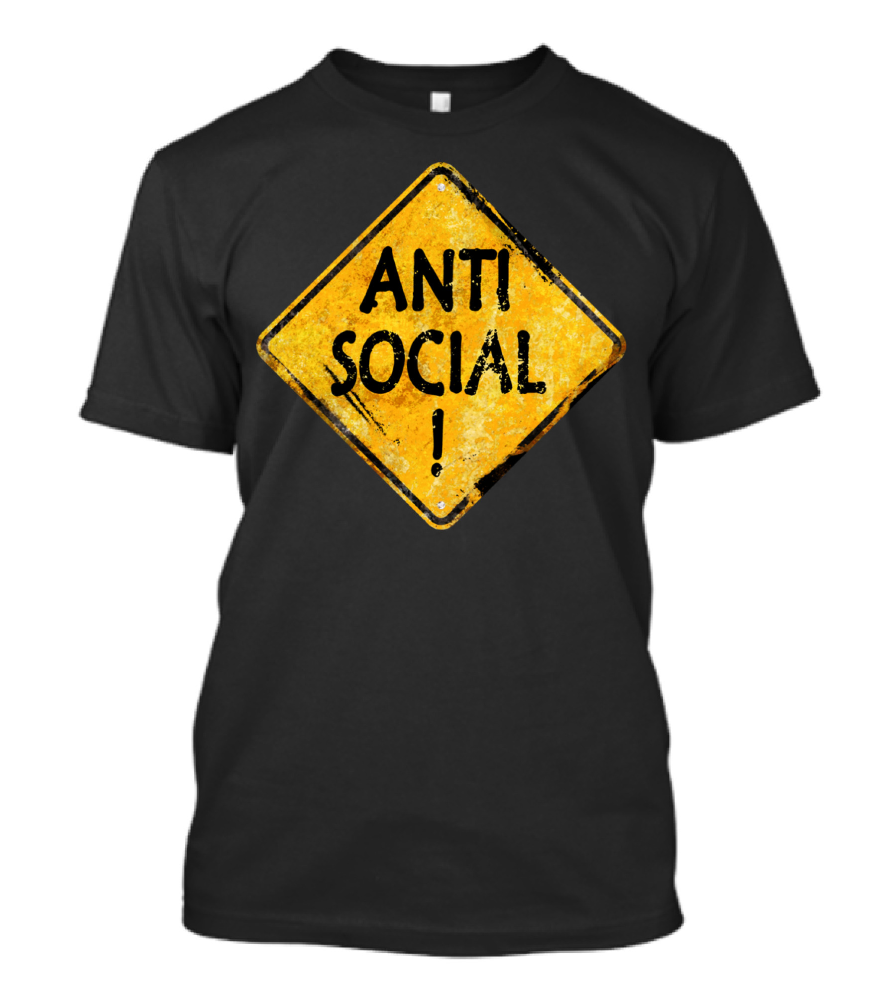 Anti Social Caution Sign Vintage Styled T-Shirt