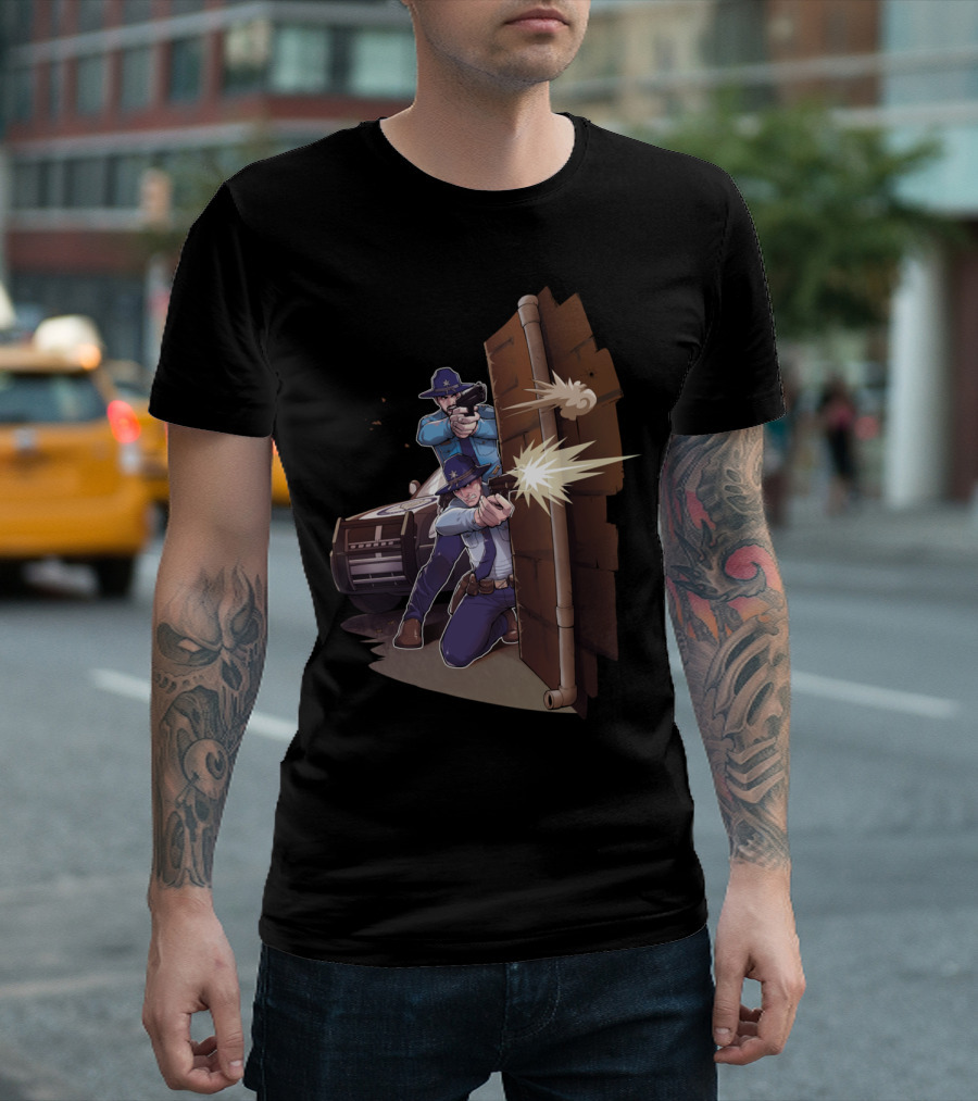 Cover Me Sheriff's Tactical Shootout Scene T-Shirt