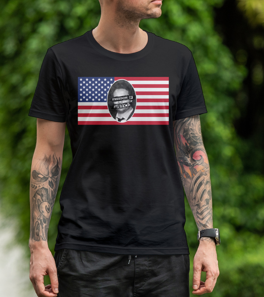 Freedom Of Speech American Flag Censored Face T-Shirt