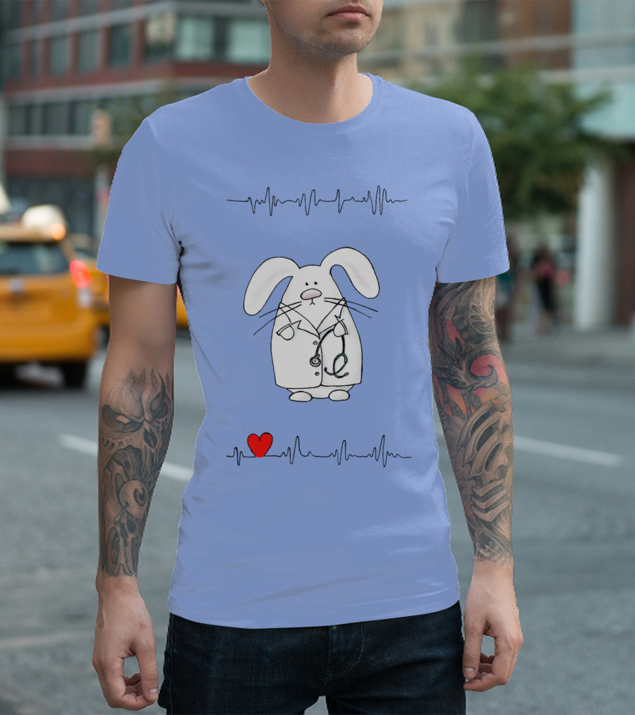 Doctor Rabbit Heartbeat Stethoscope Bunny T-Shirt