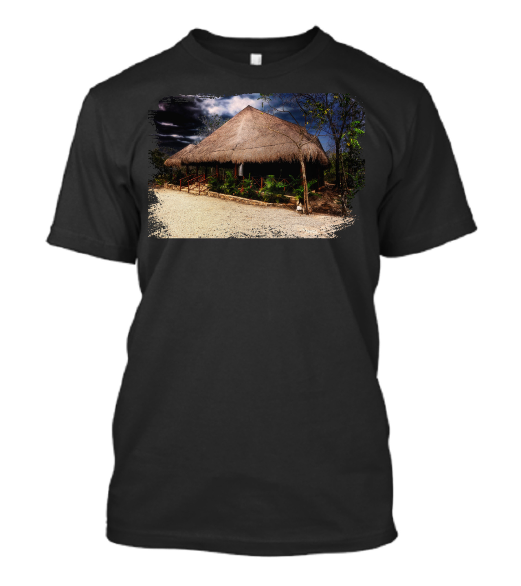 Beach House Tropical Tiki Hut In Lush Jungle Setting T-Shirt