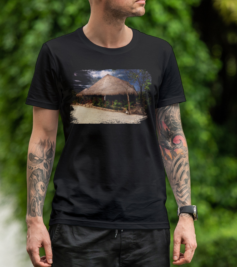 Beach House Tropical Tiki Hut In Lush Jungle Setting T-Shirt