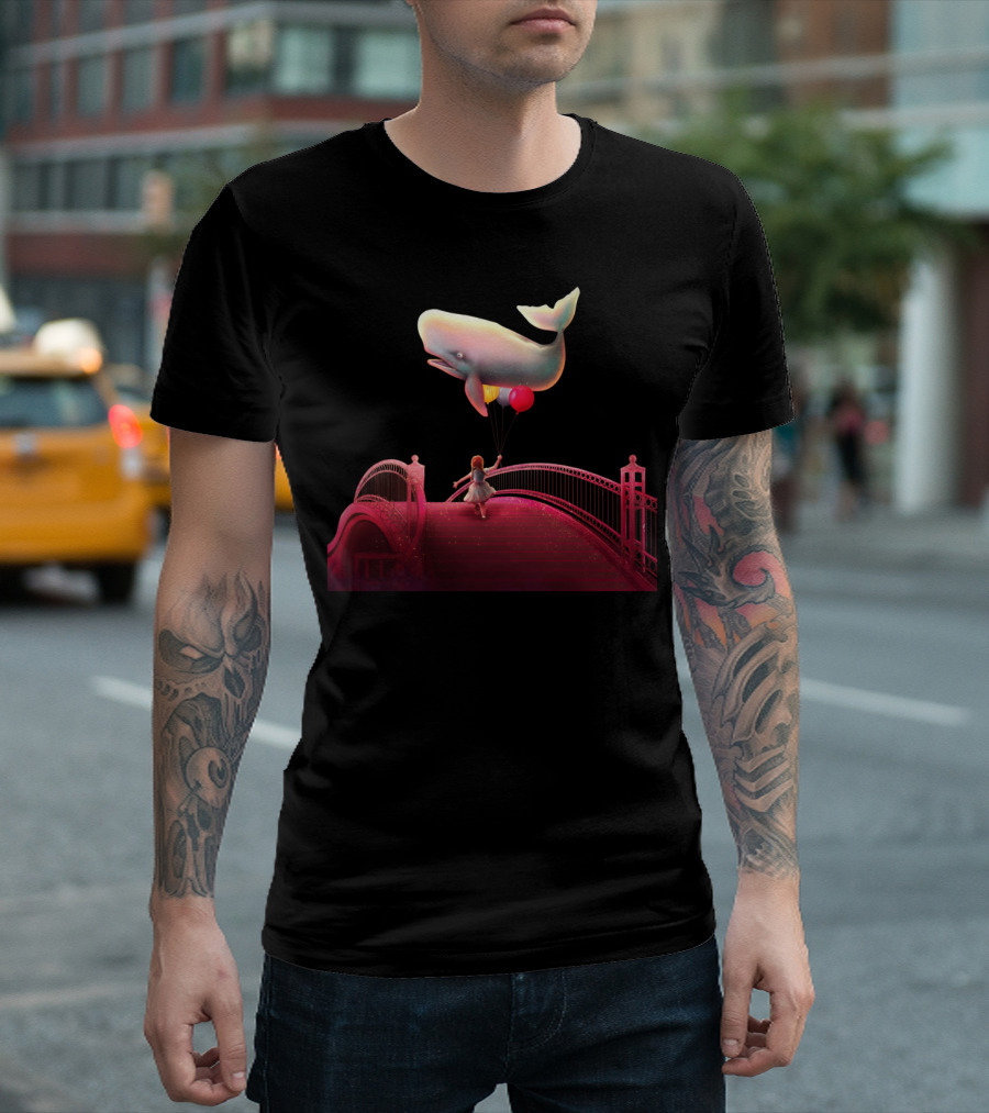 Whale And Balloons Bridge Night Adventure T-Shirt