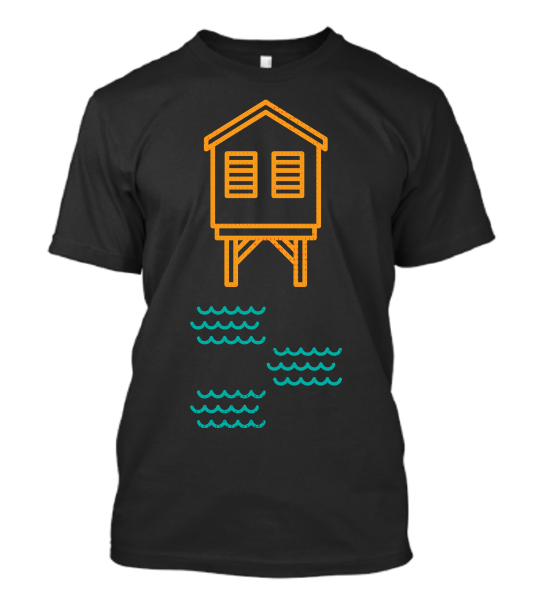 Beach Hut On Stilts With Waves T-Shirt