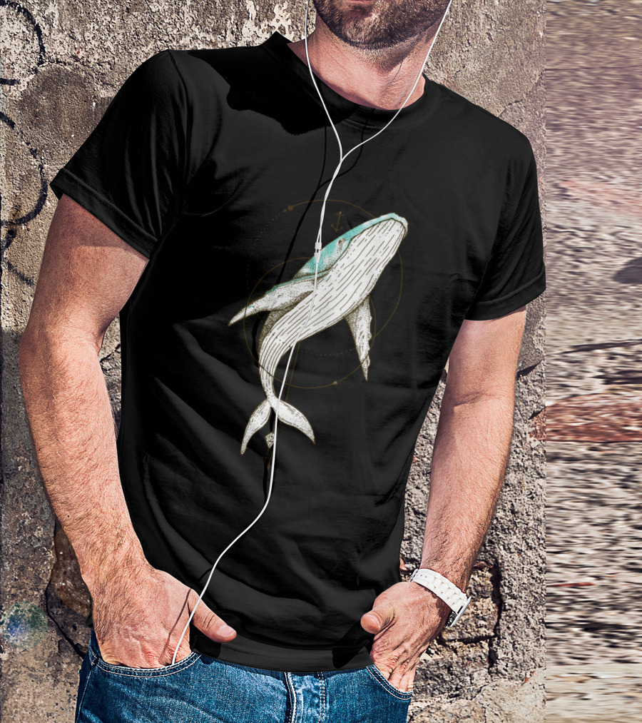 Whale Cosmic Retro Geometric T-Shirt
