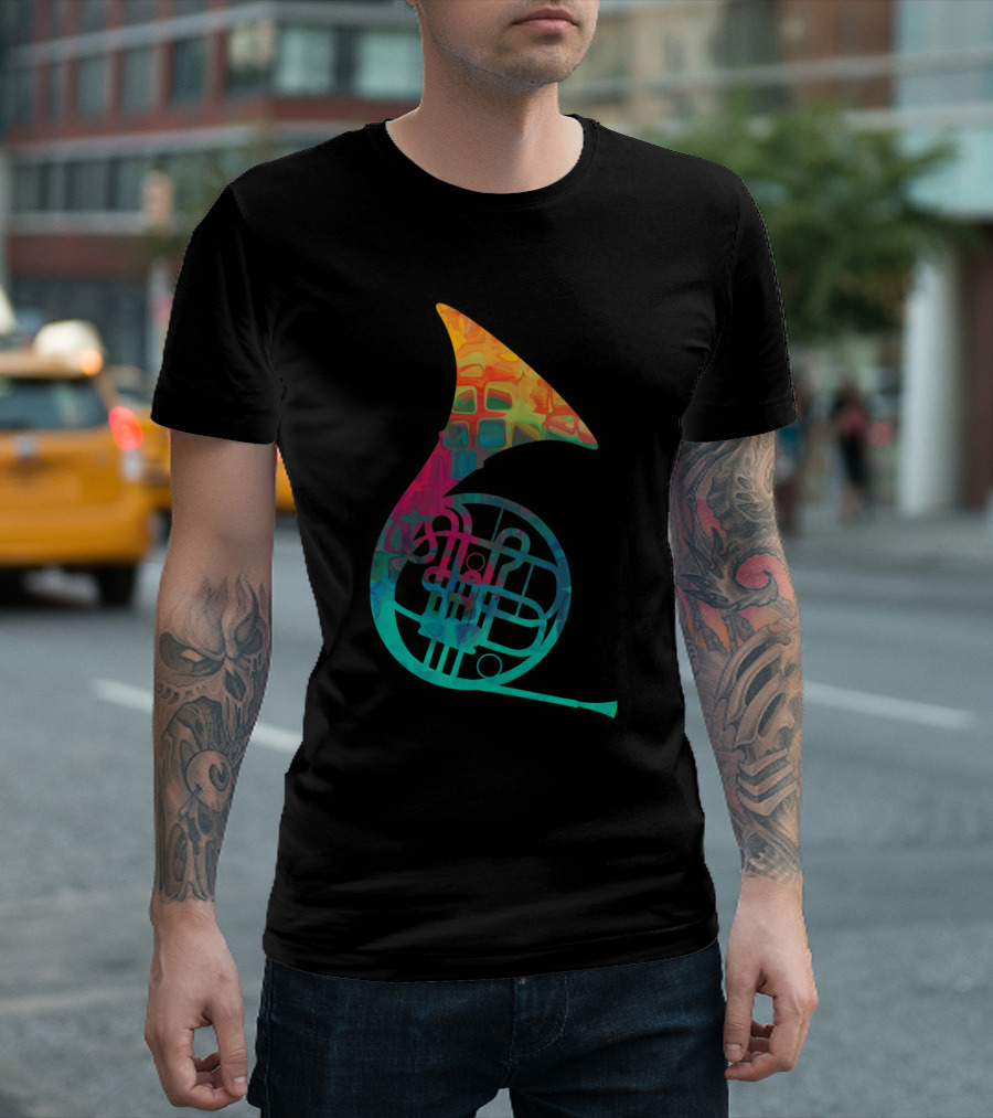 French Horn Colorful Abstract T-Shirt