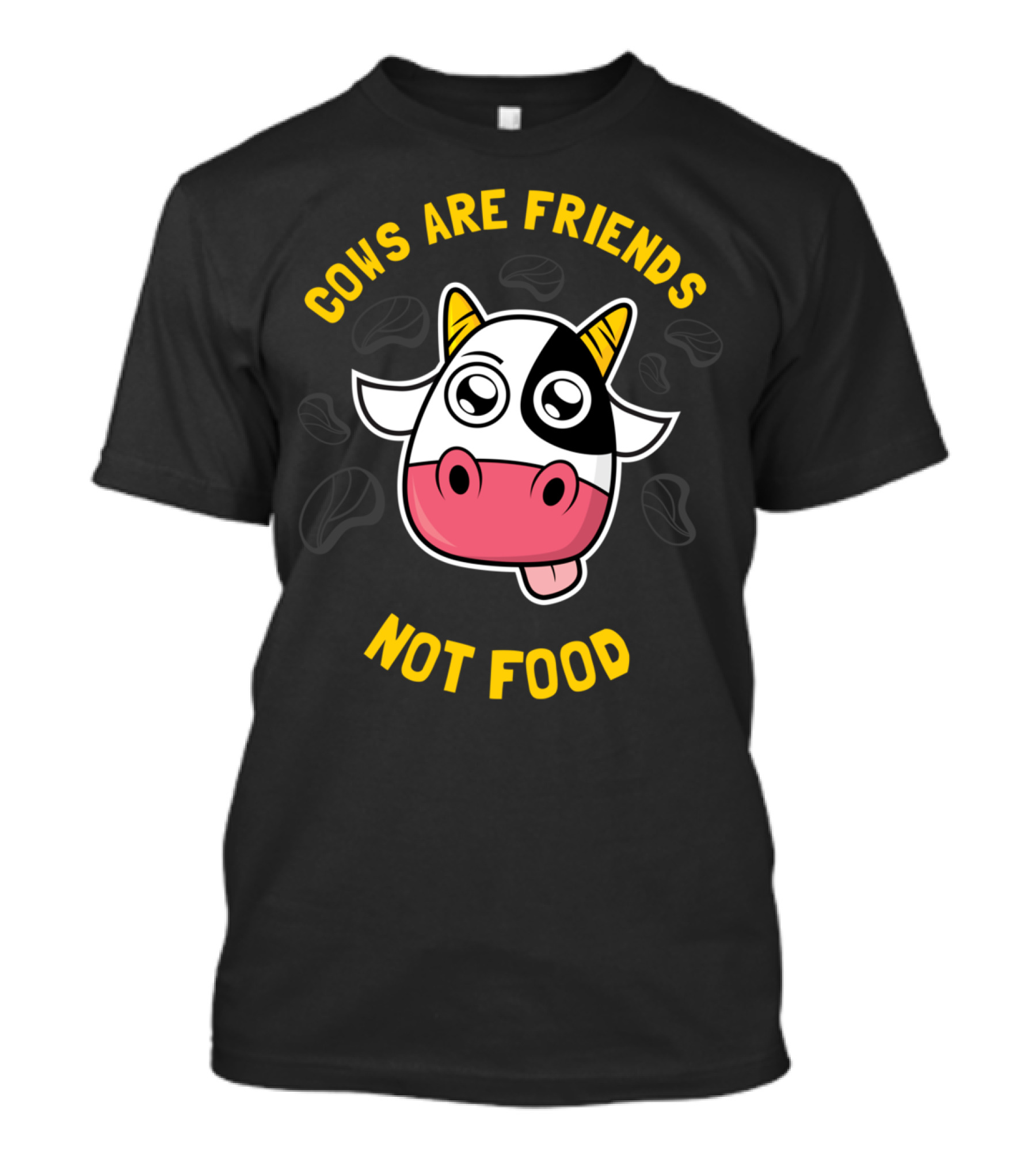Cows Are Friends Not Food Cartoon Cow Surrounded By Leaves T-Shirt