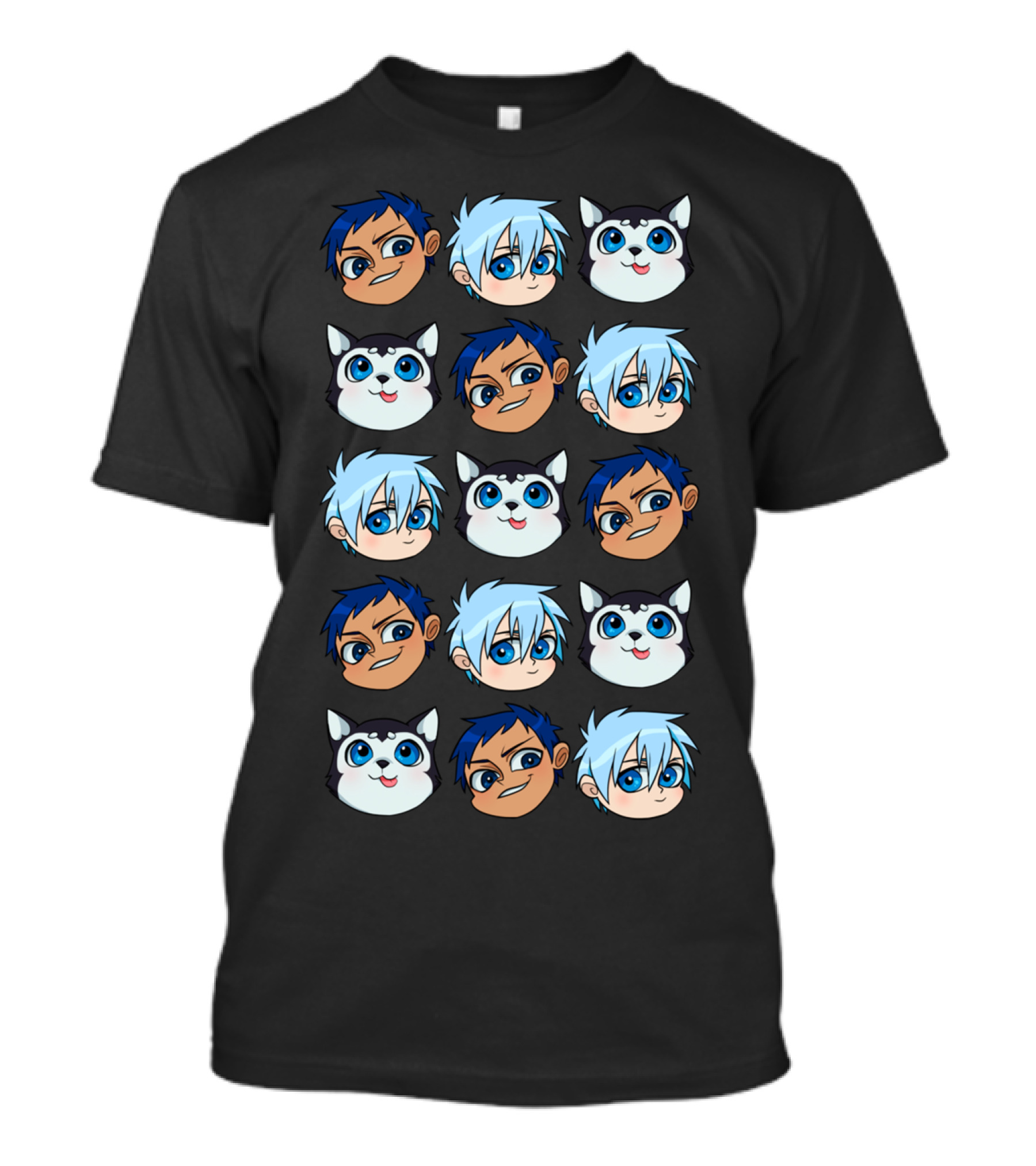 AoKuro Family Faces Anime Characters And Cute Animal Companions T-Shirt