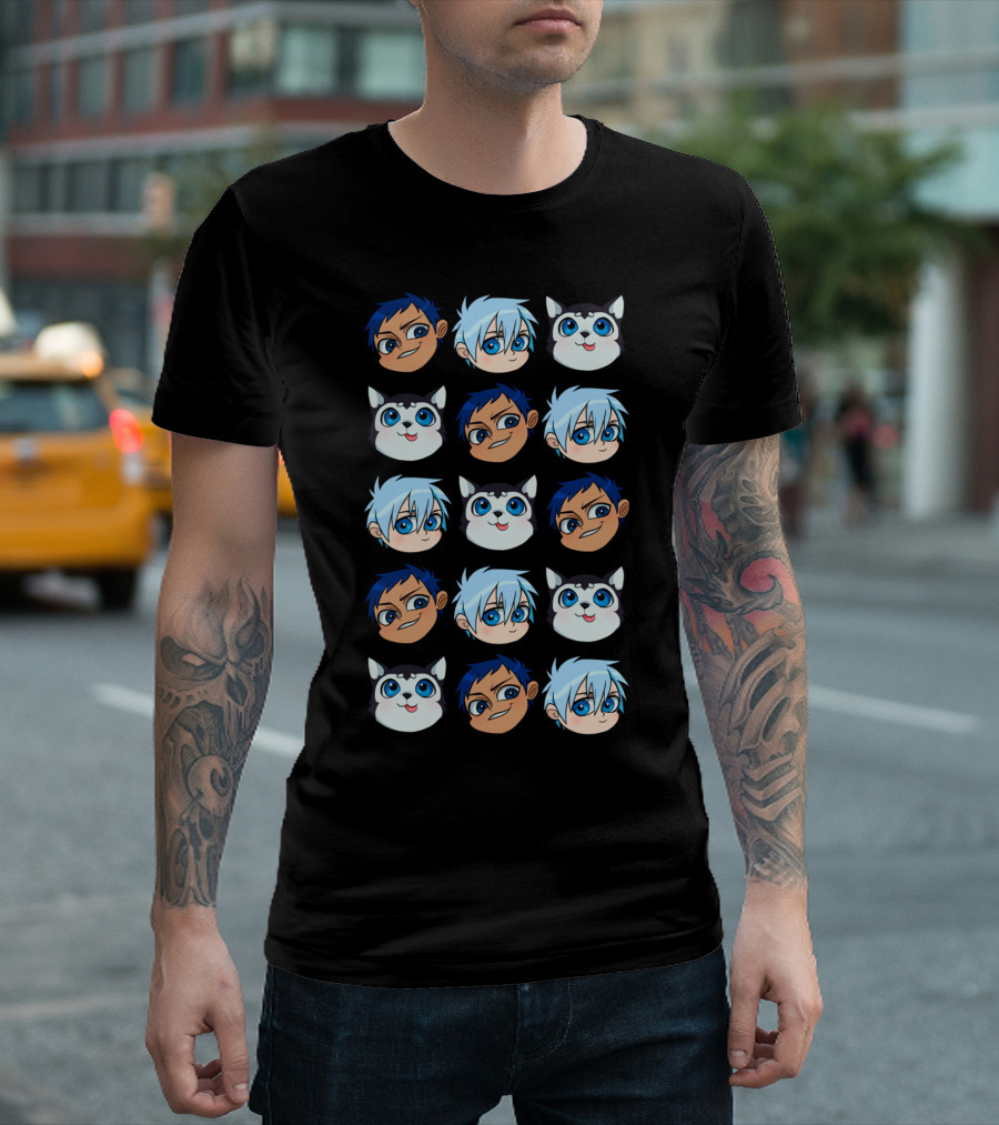 AoKuro Family Faces Anime Characters And Cute Animal Companions T-Shirt