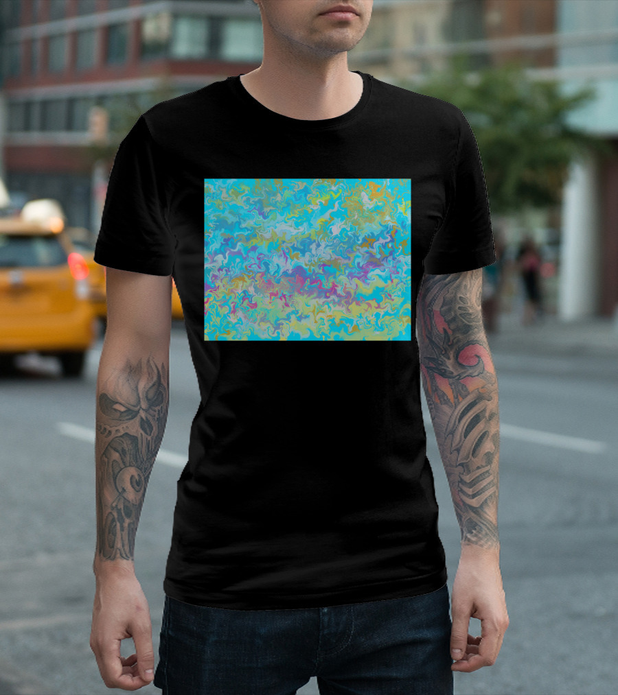 Beach Marble Abstract Multicolor Swirl T-Shirt